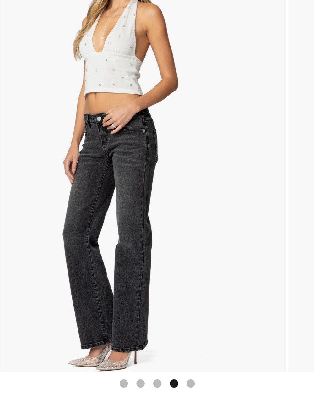Edikted Black Flare Wide-Leg Jeans